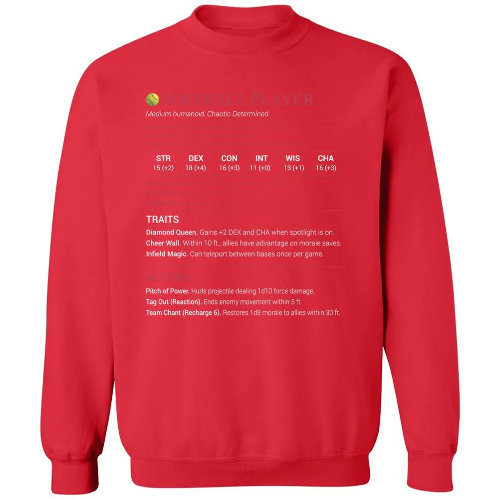 Softball Player Classic Unisex Sweatshirt - Red - 5