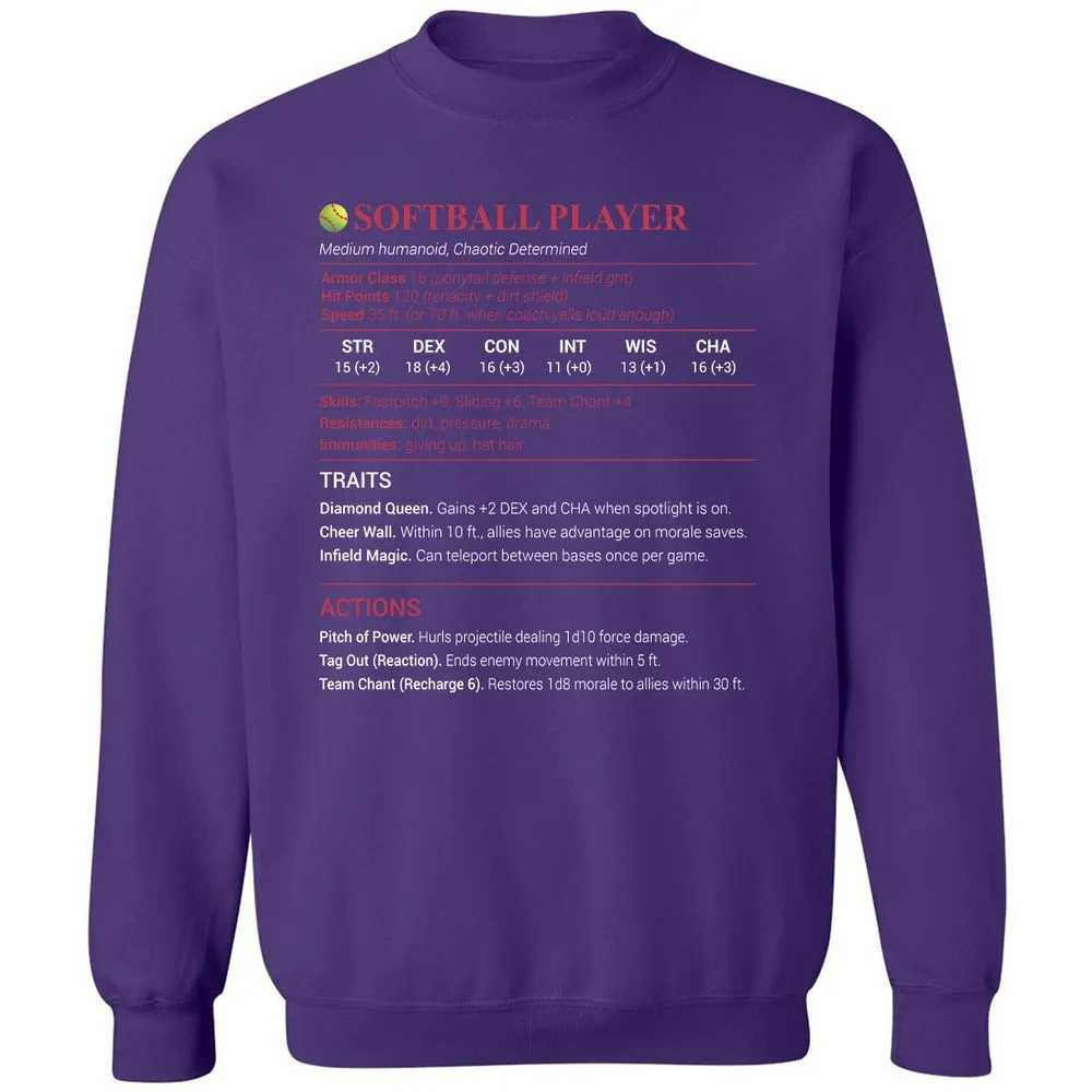 Softball Player Classic Unisex Sweatshirt - Purple - 6