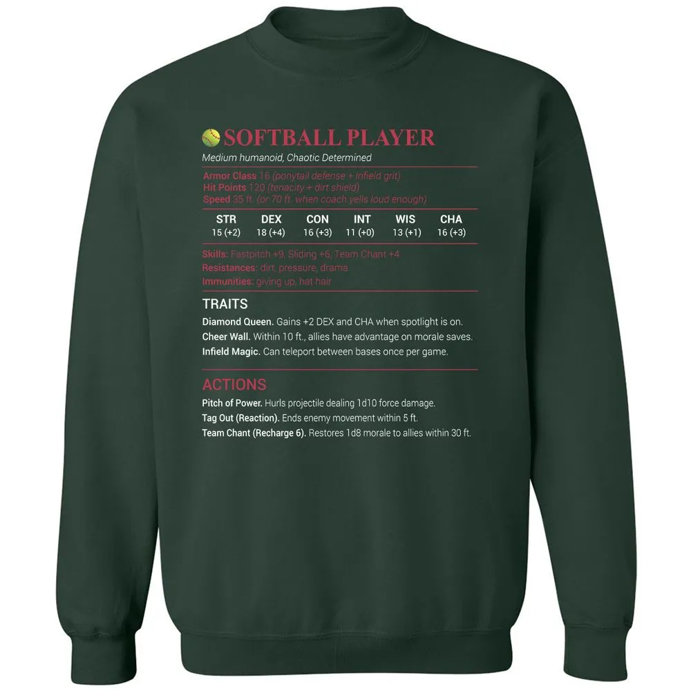 Softball Player Classic Unisex Sweatshirt - Forest Green - 4