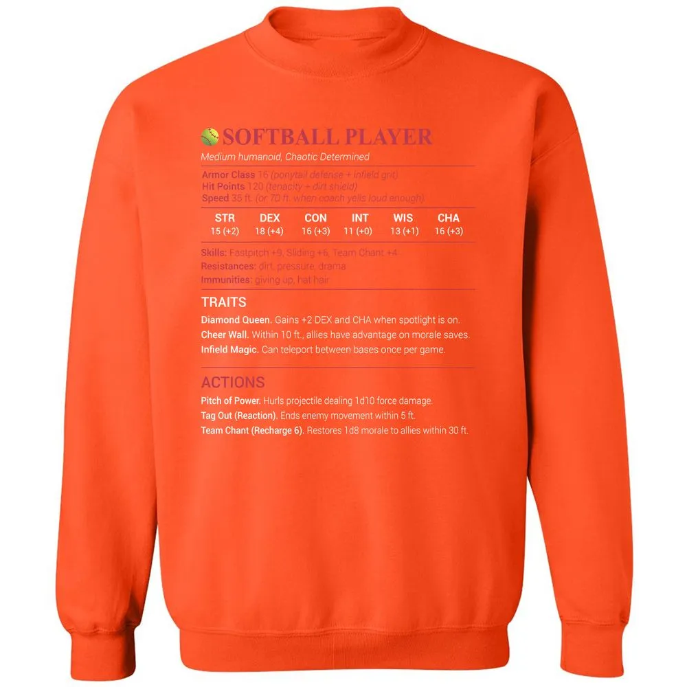 Softball Player Classic Unisex Sweatshirt - Orange - 10