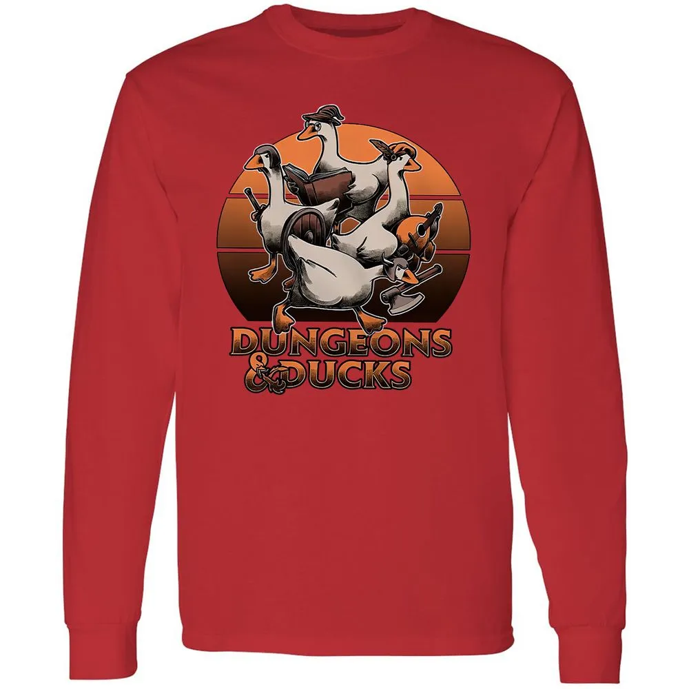 Dungeons And Ducks Long Sleeve T-Shirt - Red - 14