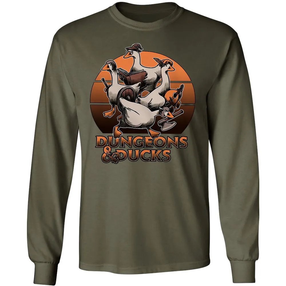 Dungeons And Ducks Long Sleeve T-Shirt - Military Green - 16