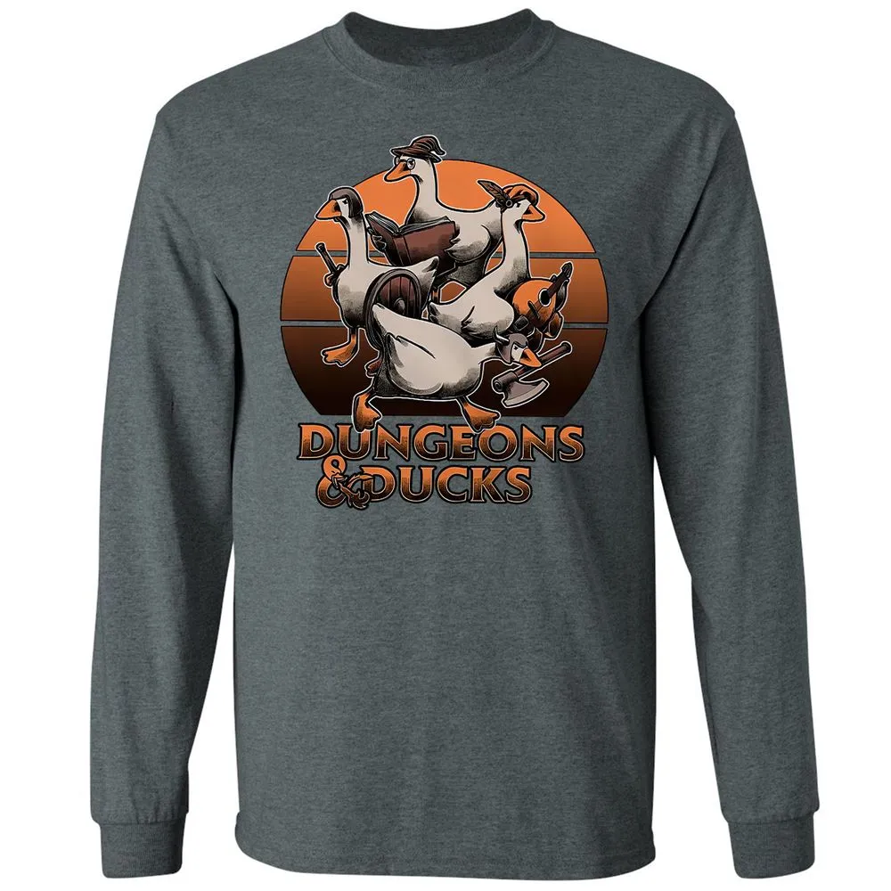 Dungeons And Ducks Long Sleeve T-Shirt - Dark Heather - 15