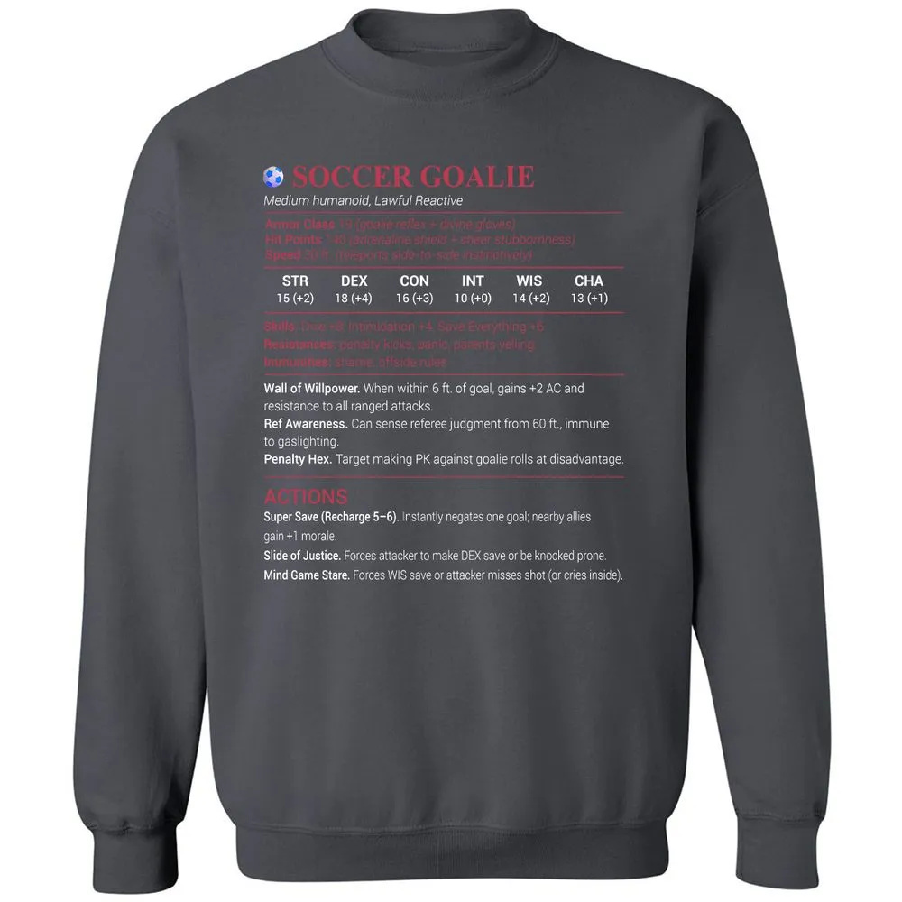Soccer Goalie Classic Unisex Sweatshirt - Charcoal - 7