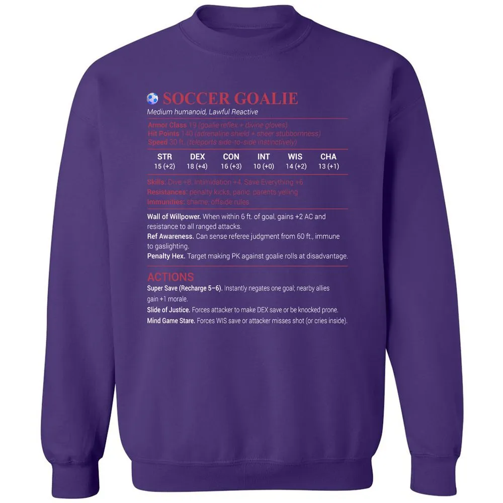 Soccer Goalie Classic Unisex Sweatshirt - Purple - 6