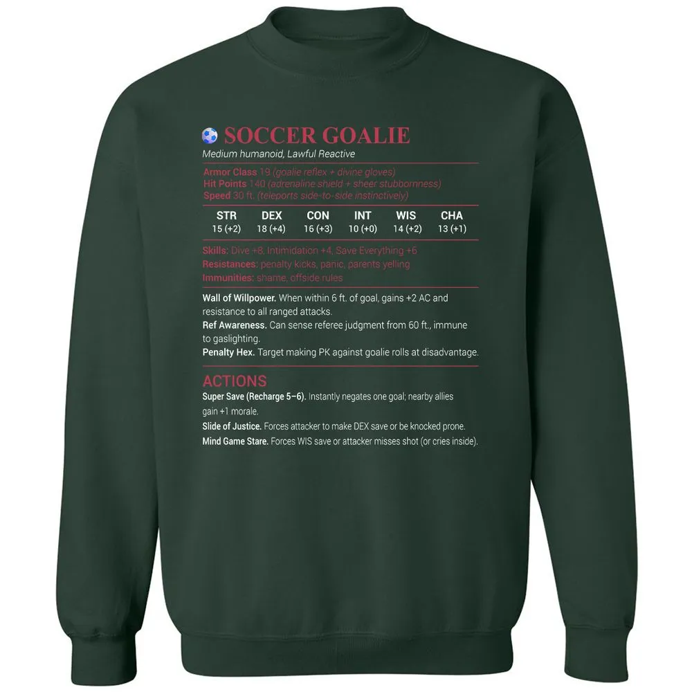 Soccer Goalie Classic Unisex Sweatshirt - Forest Green - 4