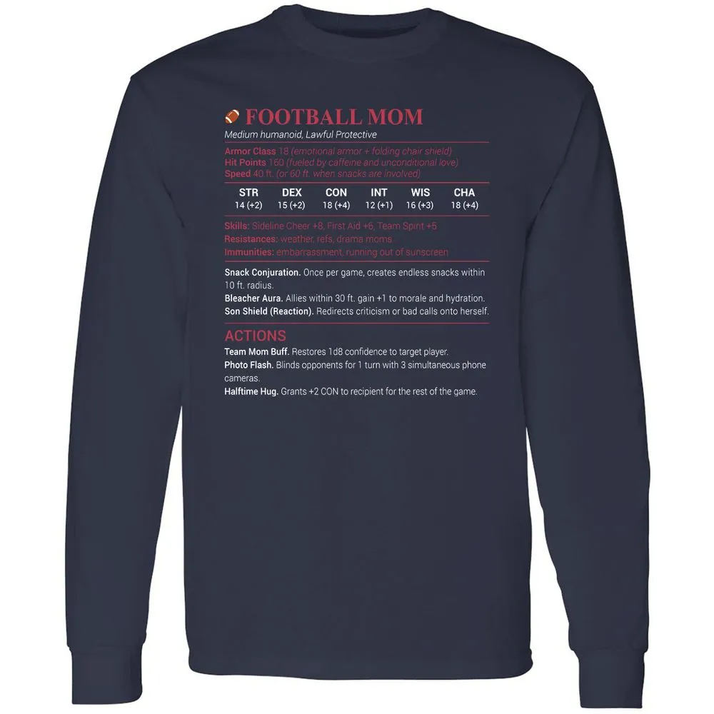 Football Mom Long Sleeve T-Shirt - Navy - 2