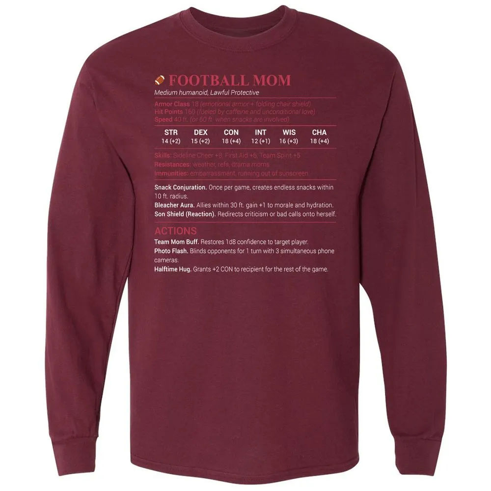 Football Mom Long Sleeve T-Shirt - Maroon - 11