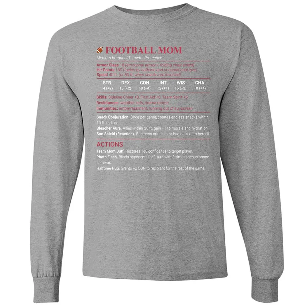 Football Mom Long Sleeve T-Shirt - Graphite Heather - 6