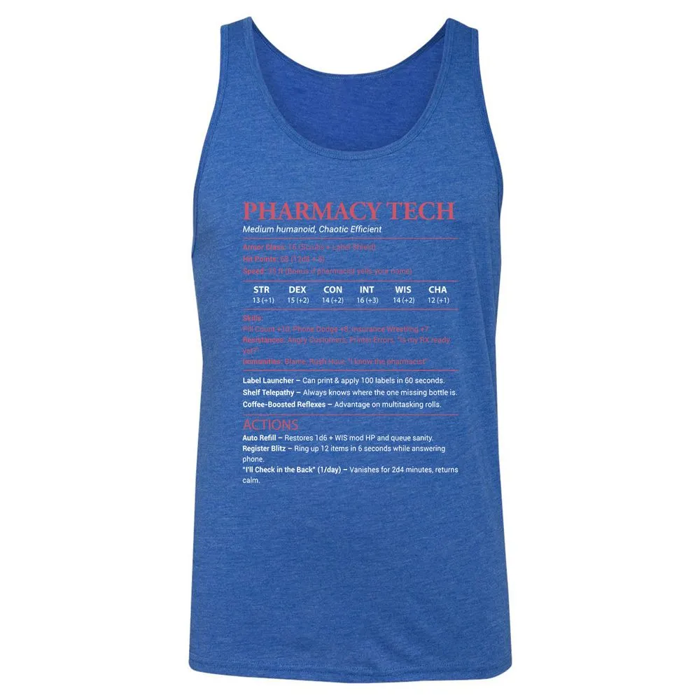 Pharmacy Tech Unisex Jersey Tank - True Royal Triblend - 12