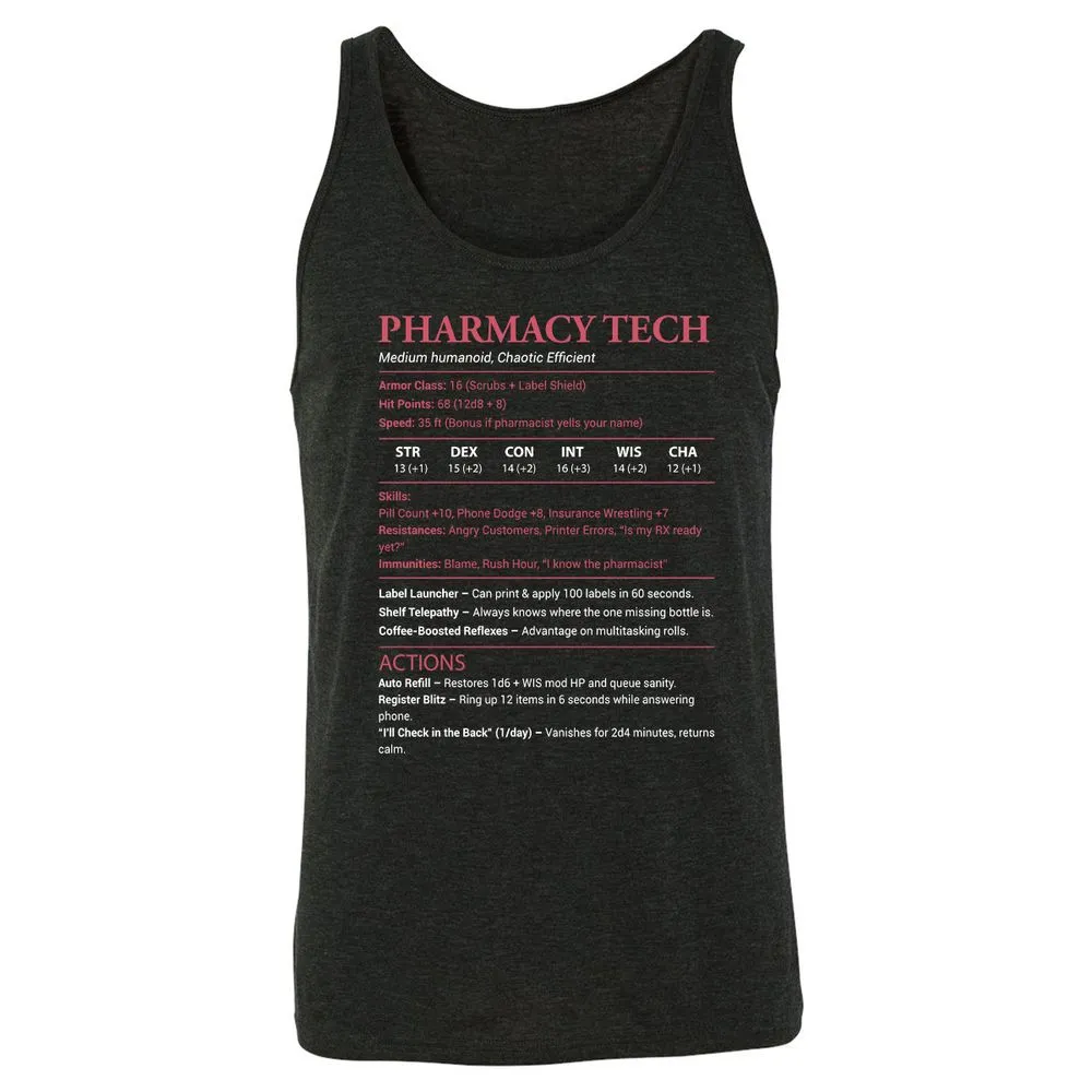 Pharmacy Tech Unisex Jersey Tank - Charcoal Black Triblend - 5