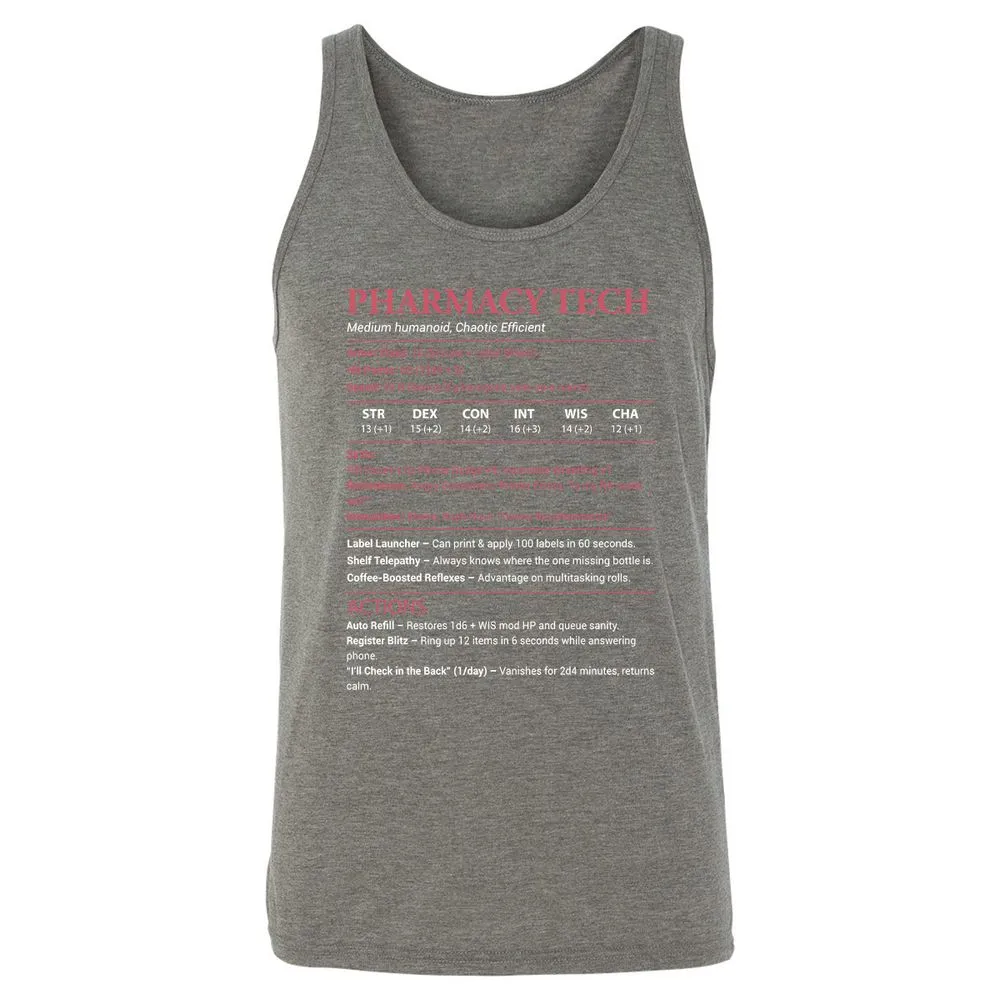 Pharmacy Tech Unisex Jersey Tank - Grey Triblend - 8