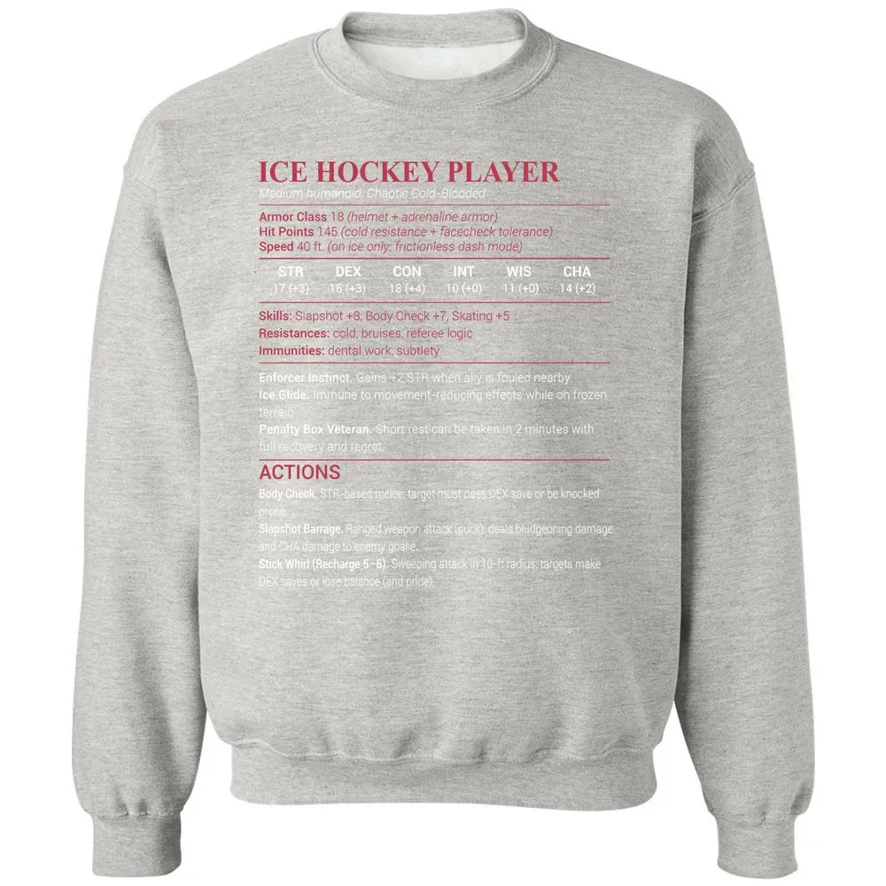 Ice Hockey Player Classic Unisex Sweatshirt - Ash - 8