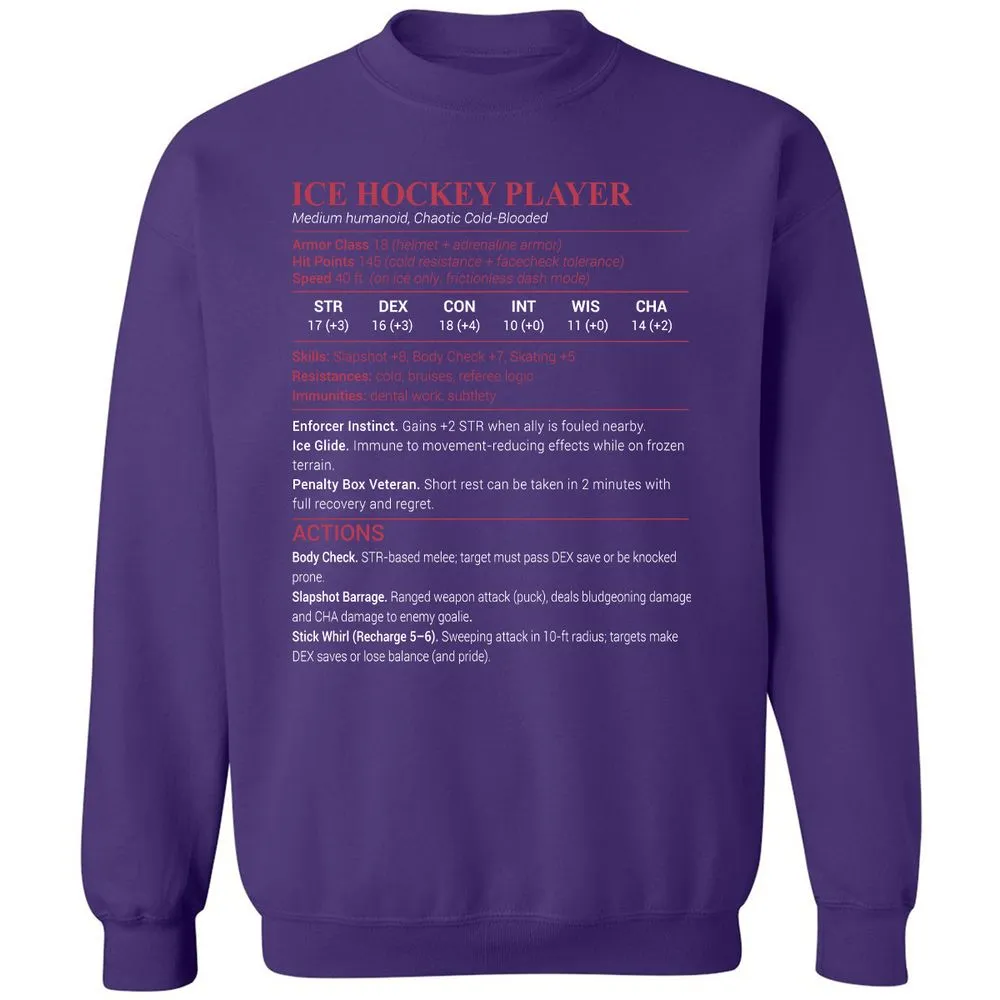 Ice Hockey Player Classic Unisex Sweatshirt - Purple - 6