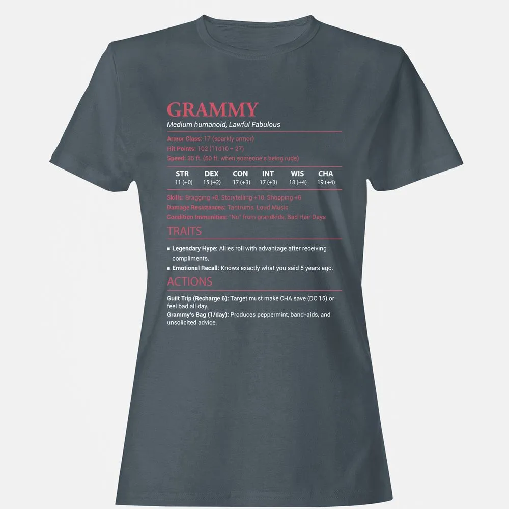 Grammy Stats Women's T-Shirt - Charcoal - 3