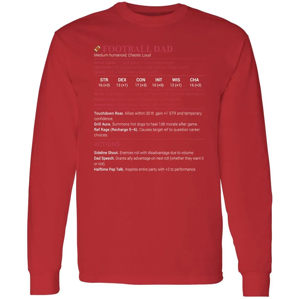 Football Dad Long Sleeve T-Shirt - Red - 14