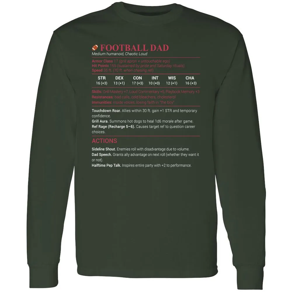 Football Dad Long Sleeve T-Shirt - Forest Green - 4