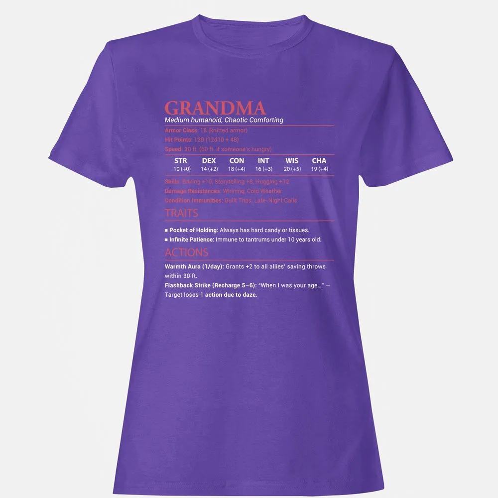Grandma Stats Women's T-Shirt - Purple - 12
