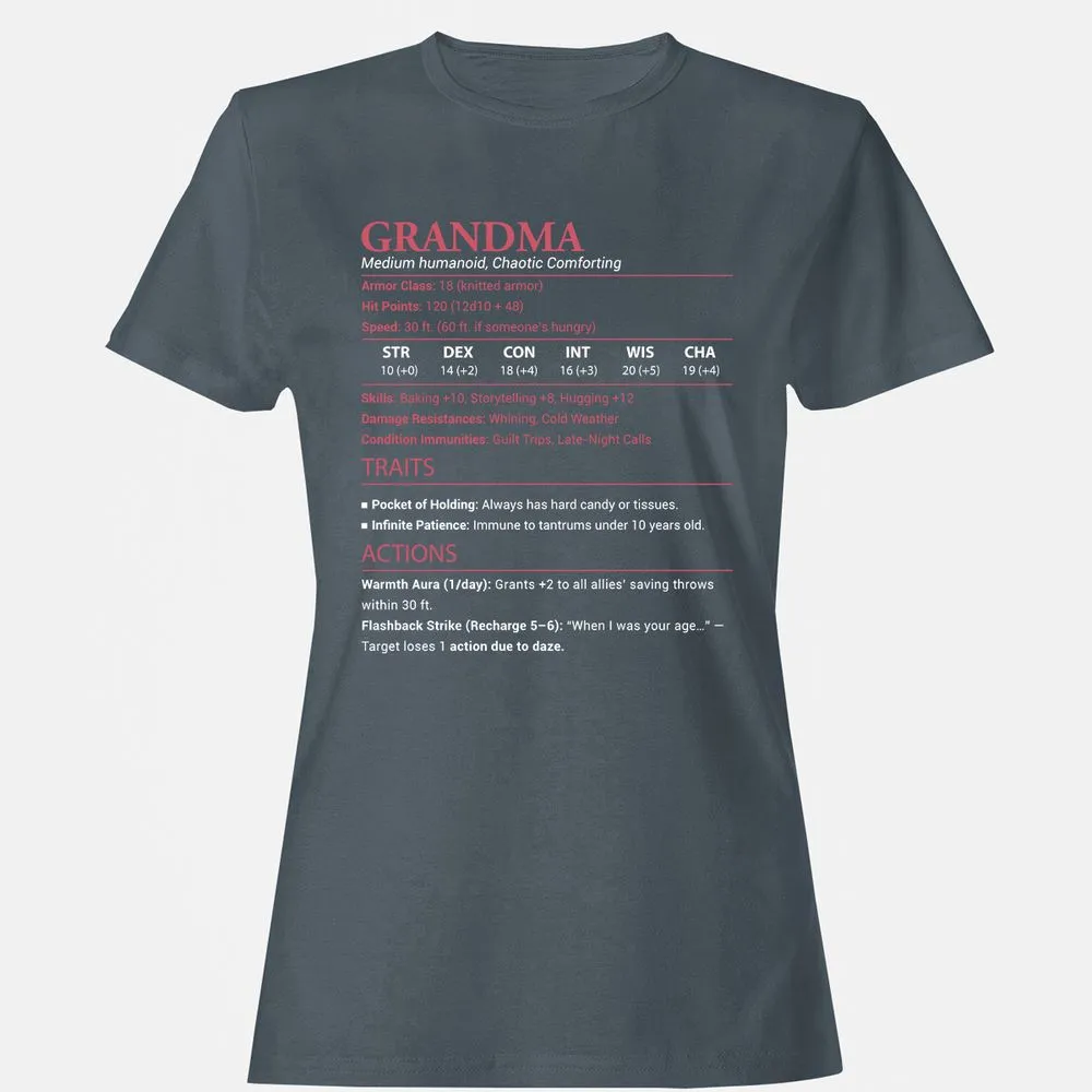 Grandma Stats Women's T-Shirt - Charcoal - 3