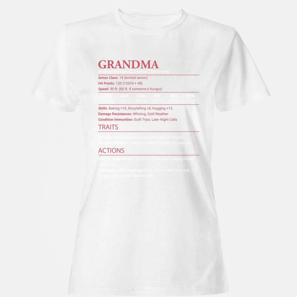 Grandma Stats Women's T-Shirt - White - 16