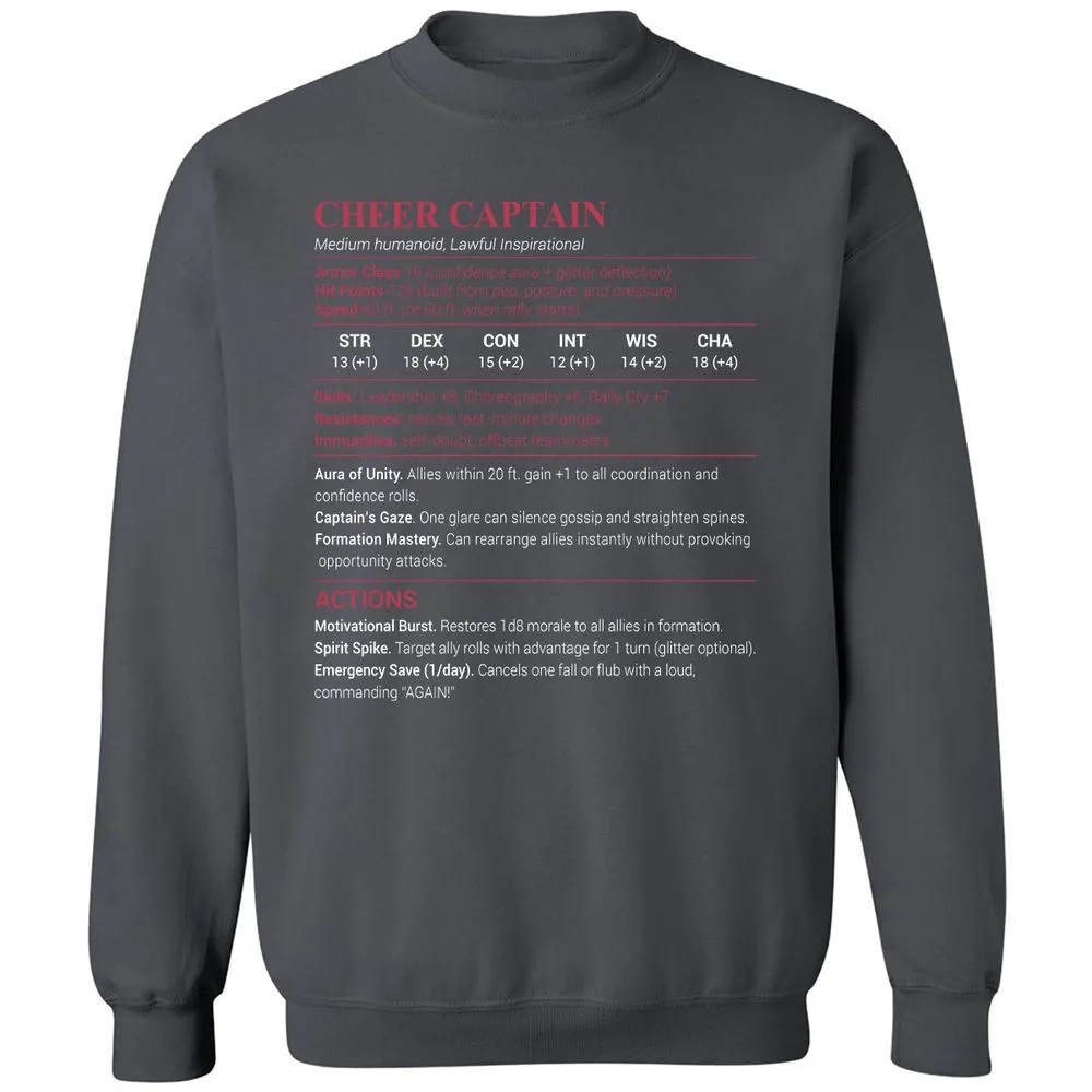 Cheer Captain Classic Unisex Sweatshirt - Charcoal - 7
