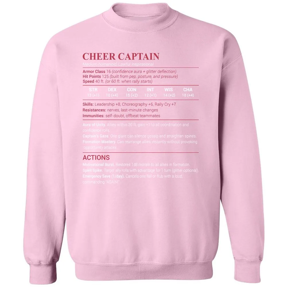 Cheer Captain Classic Unisex Sweatshirt - Light Pink - 3