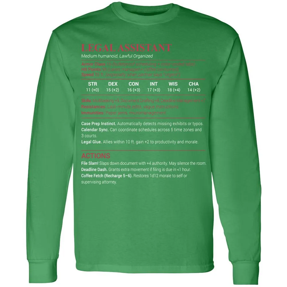Legal Assistant Long Sleeve T-Shirt - Irish Green - 10