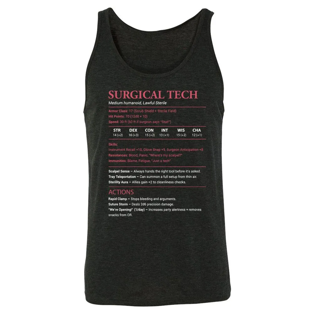 Surgical Tech Unisex Jersey Tank - Charcoal Black Triblend - 5