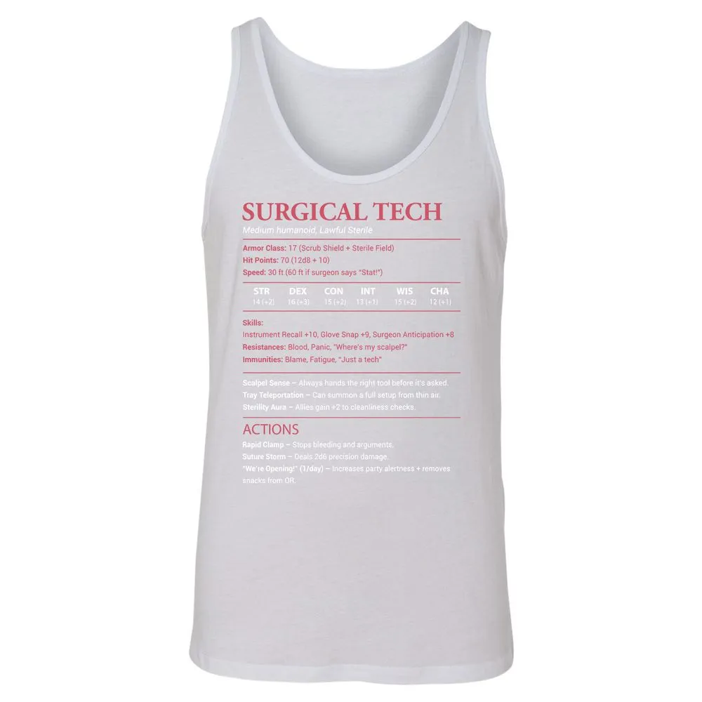 Surgical Tech Unisex Jersey Tank - White - 14