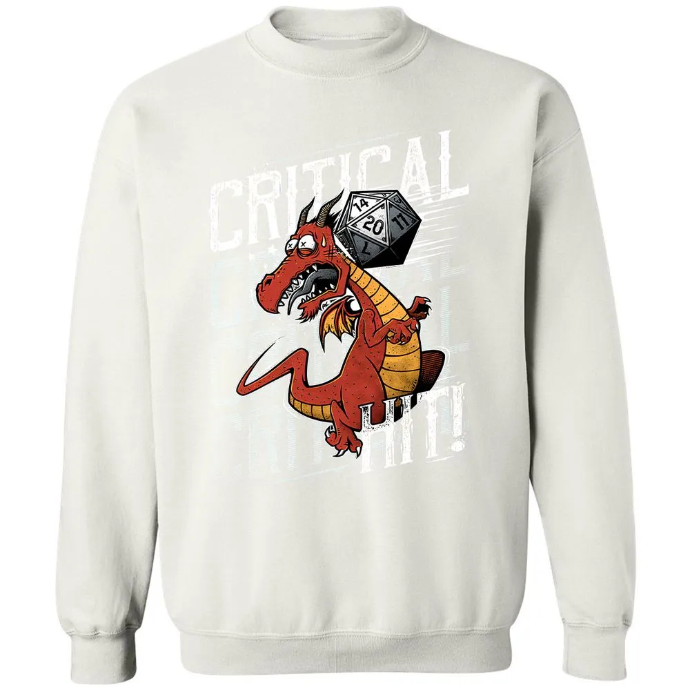 Funny Dragon Critical Hit Classic Unisex Sweatshirt - White - 12