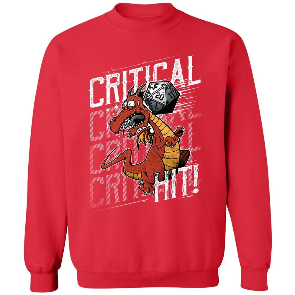 Funny Dragon Critical Hit Classic Unisex Sweatshirt - Red - 5
