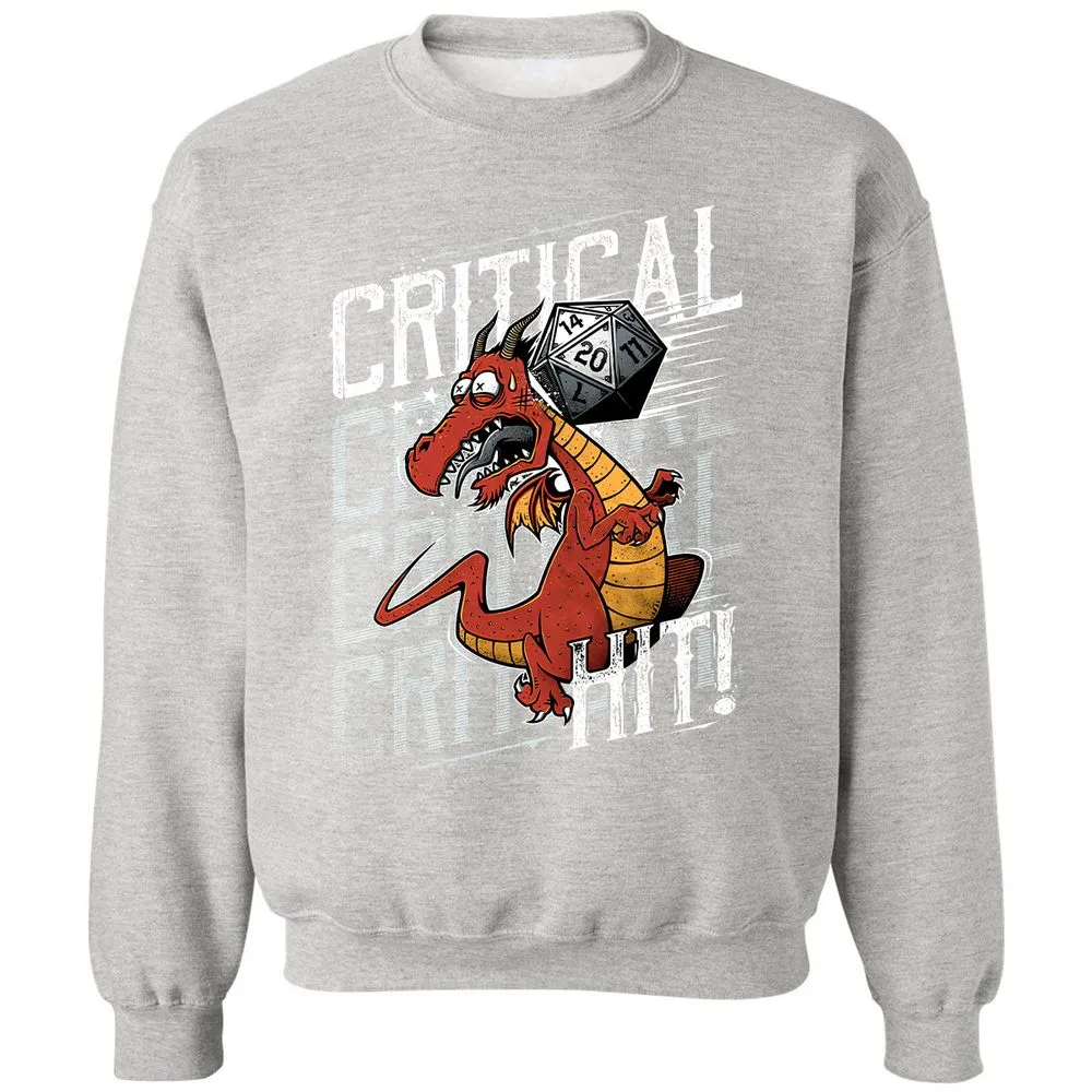 Funny Dragon Critical Hit Classic Unisex Sweatshirt - Ash - 8