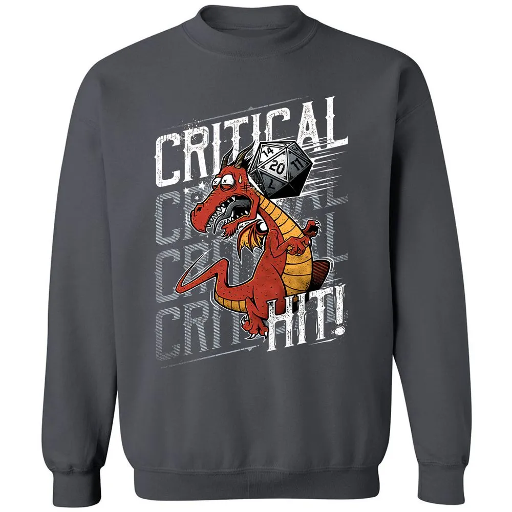 Funny Dragon Critical Hit Classic Unisex Sweatshirt - Charcoal - 7