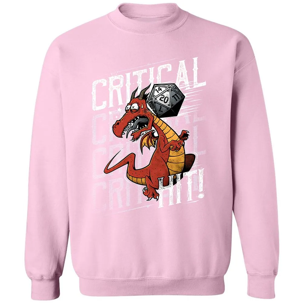Funny Dragon Critical Hit Classic Unisex Sweatshirt - Light Pink - 3