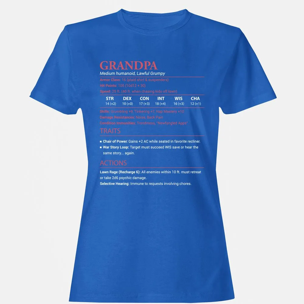 Grandpa Stats Women's T-Shirt - Royal - 14