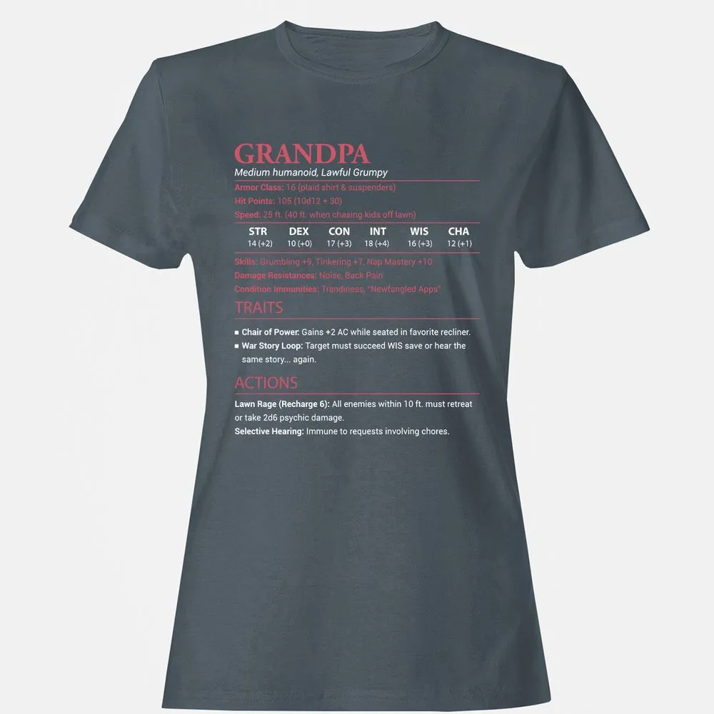 Grandpa Stats Women's T-Shirt - Charcoal - 3
