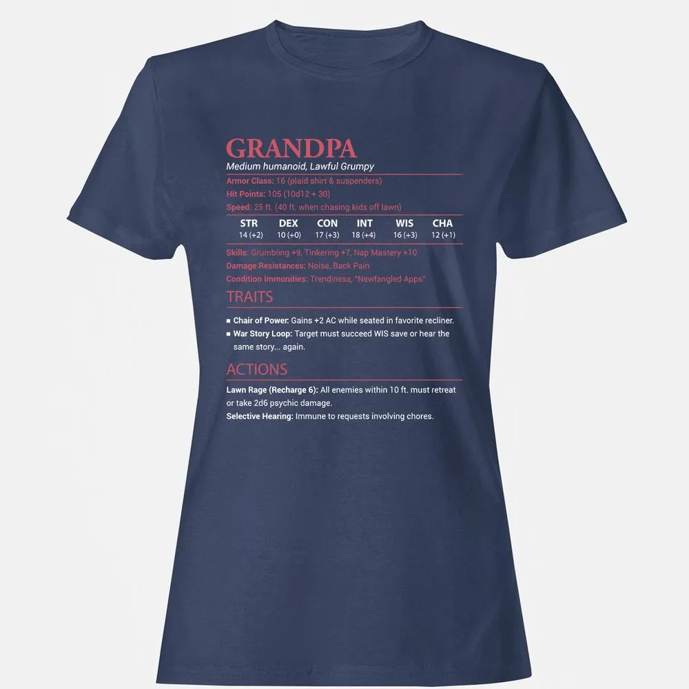 Grandpa Stats Women's T-Shirt - Navy - 10