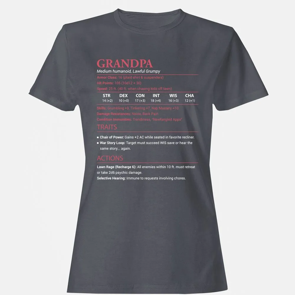 Grandpa Stats Women's T-Shirt - Dark Heather - 5