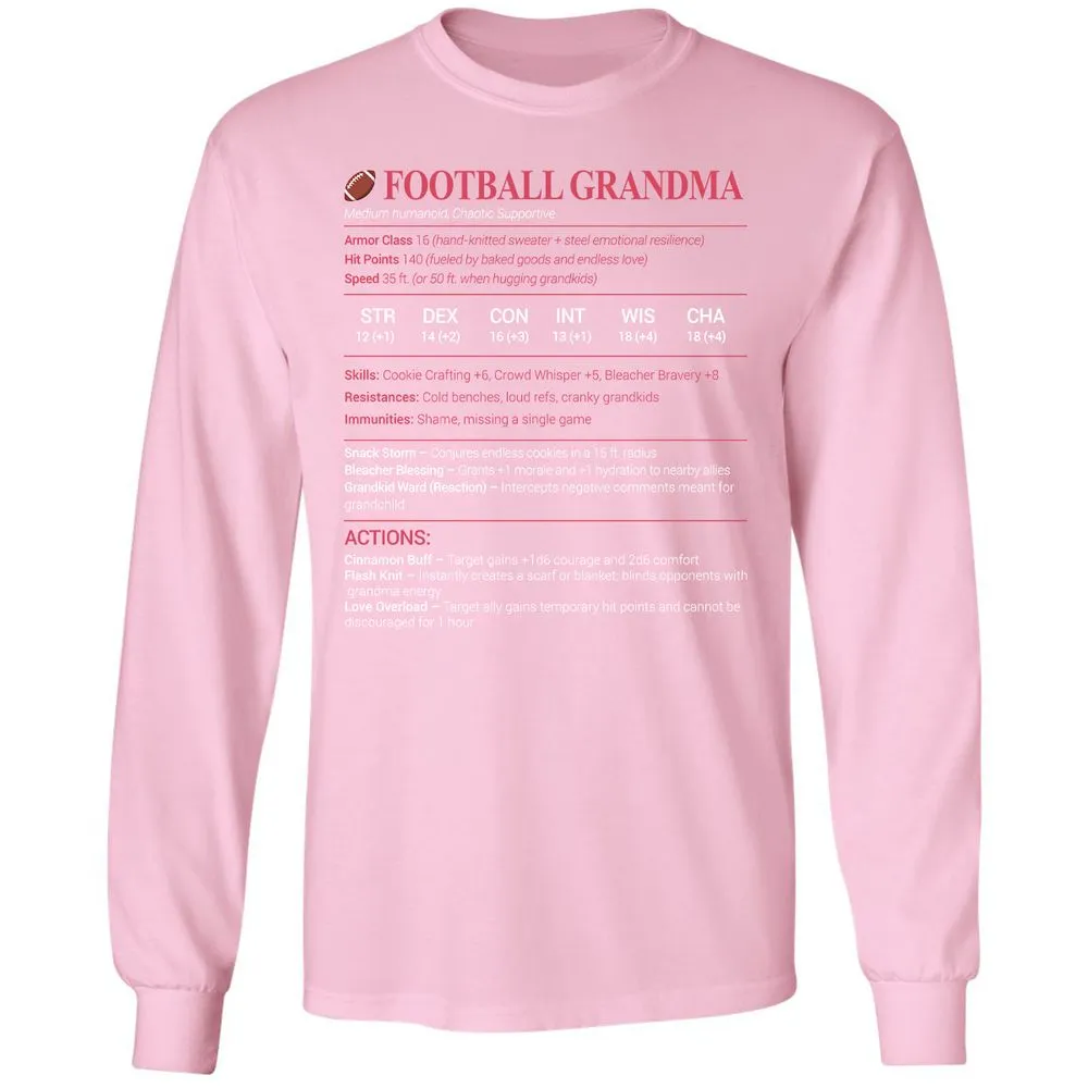 Football Grandma Long Sleeve T-Shirt - Light Pink - 3