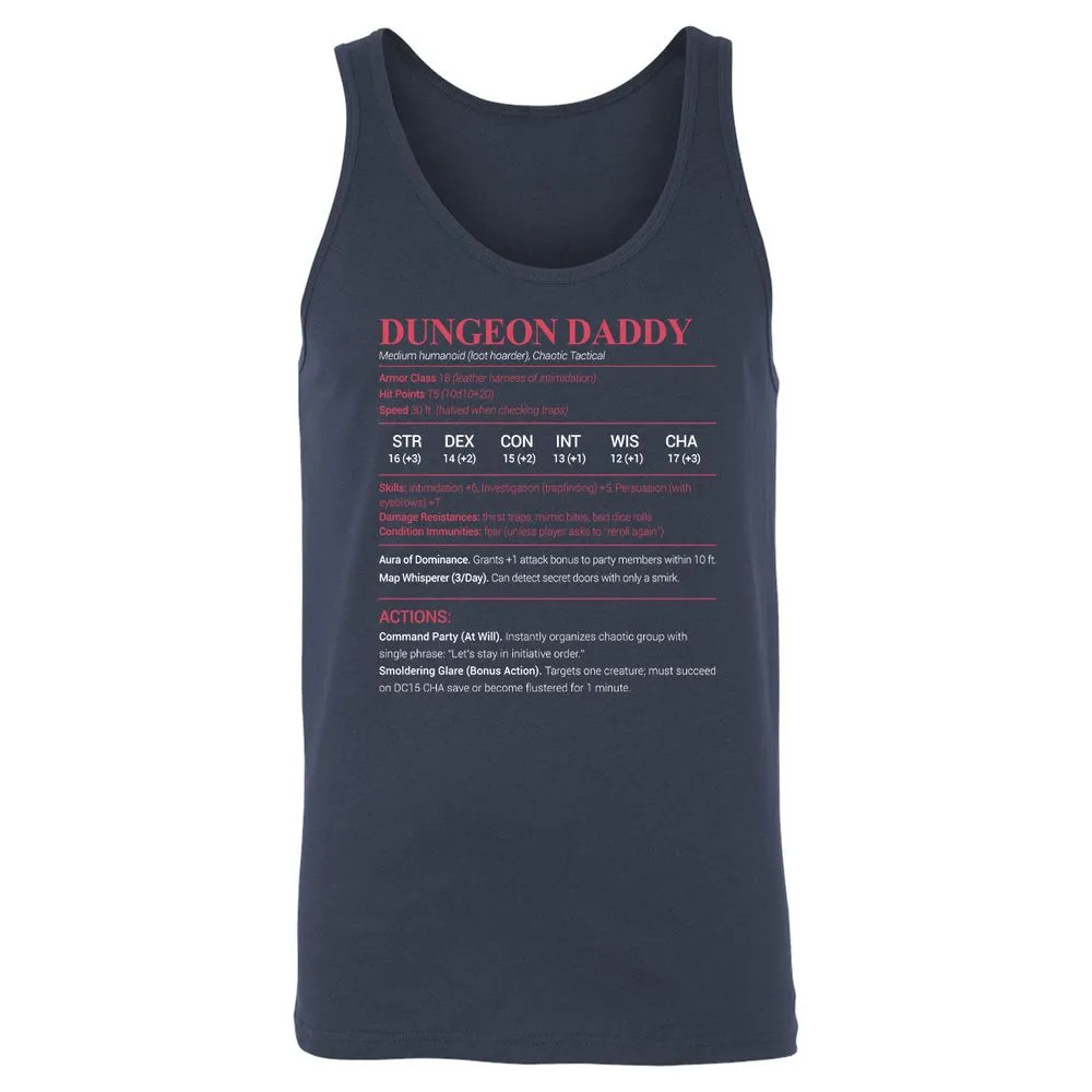 Dungeon Daddy Stats Unisex Jersey Tank - Navy - 2