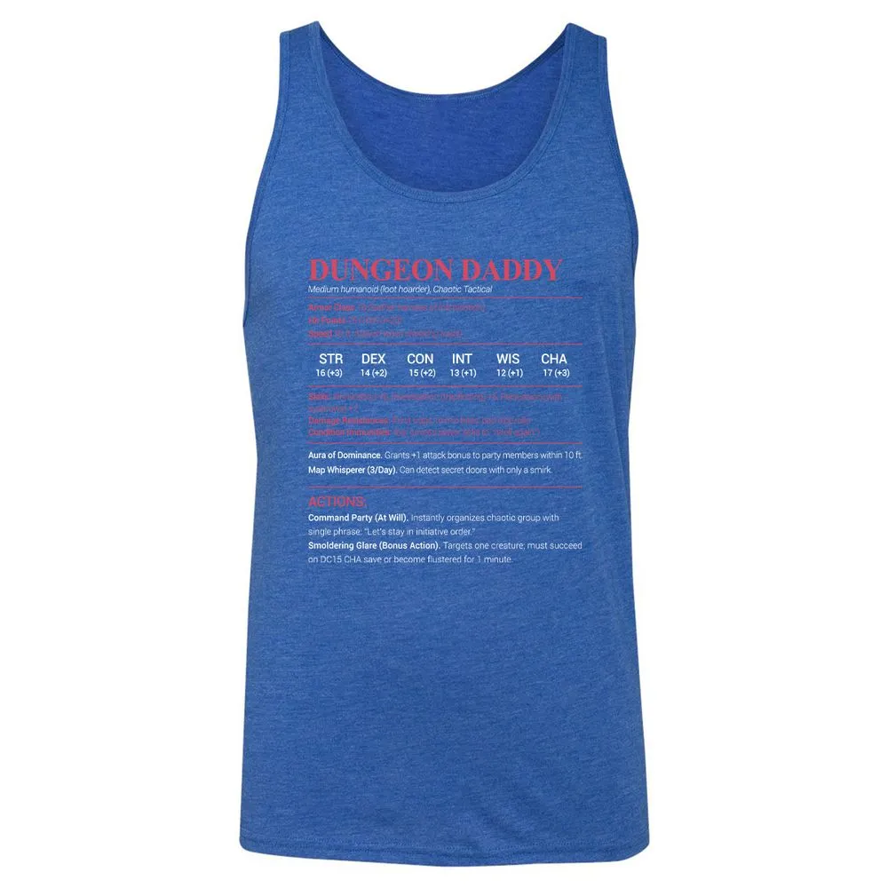 Dungeon Daddy Stats Unisex Jersey Tank - True Royal Triblend - 12