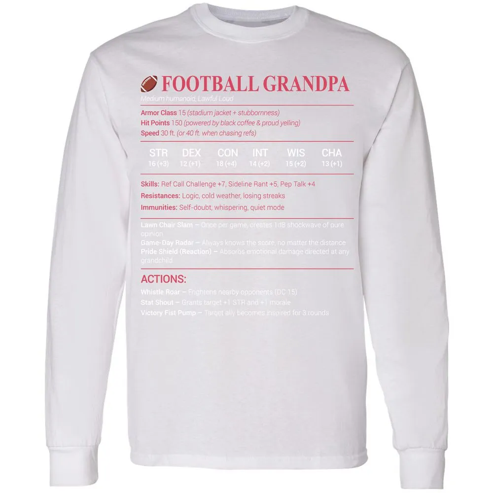 Football Grandpa Long Sleeve T-Shirt - White - 5