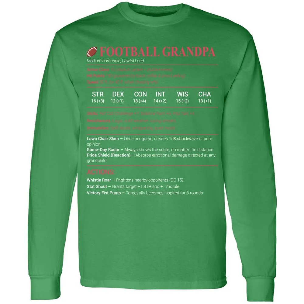 Football Grandpa Long Sleeve T-Shirt - Irish Green - 10