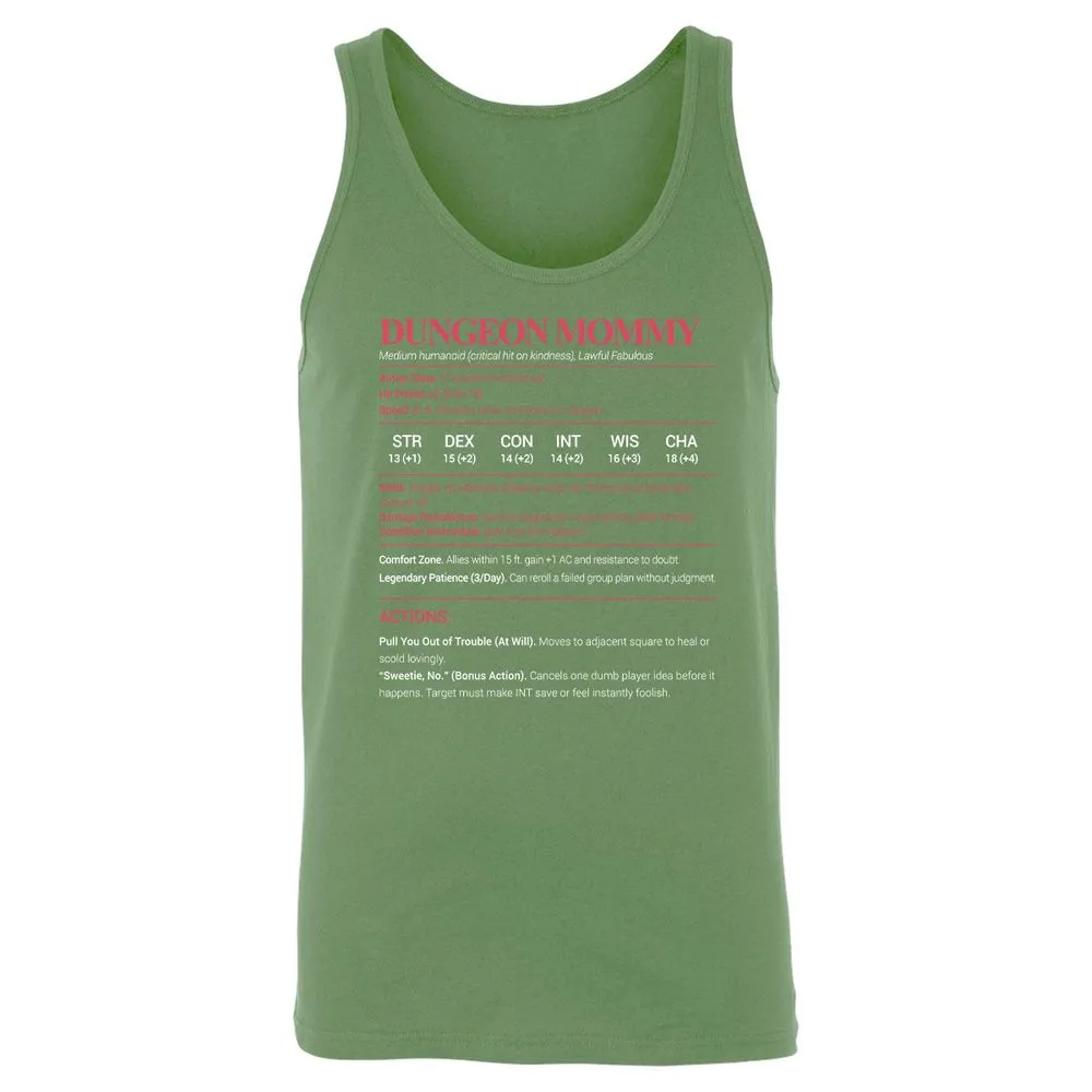 Dungeon Mommy Stats Unisex Jersey Tank - Leaf - 10
