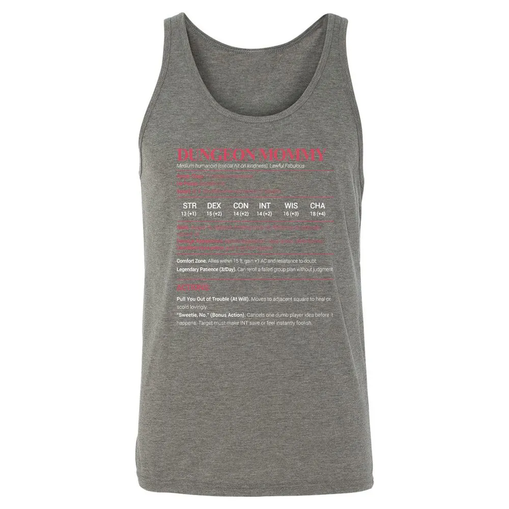 Dungeon Mommy Stats Unisex Jersey Tank - Grey Triblend - 8