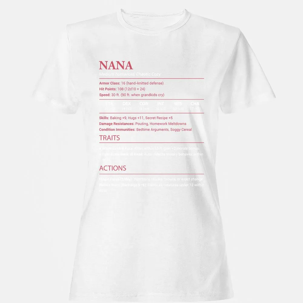 Nana Stats Women's T-Shirt - White - 16