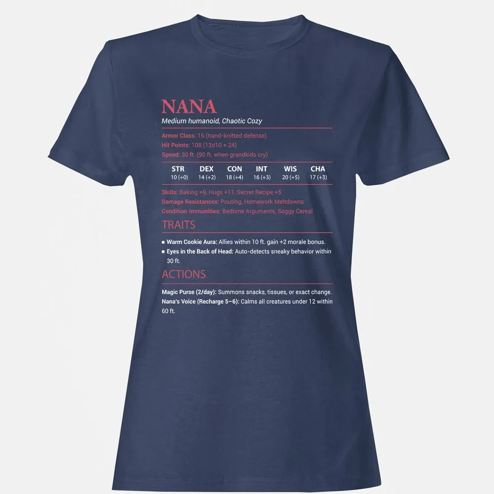 Nana Stats Women's T-Shirt - Navy - 10