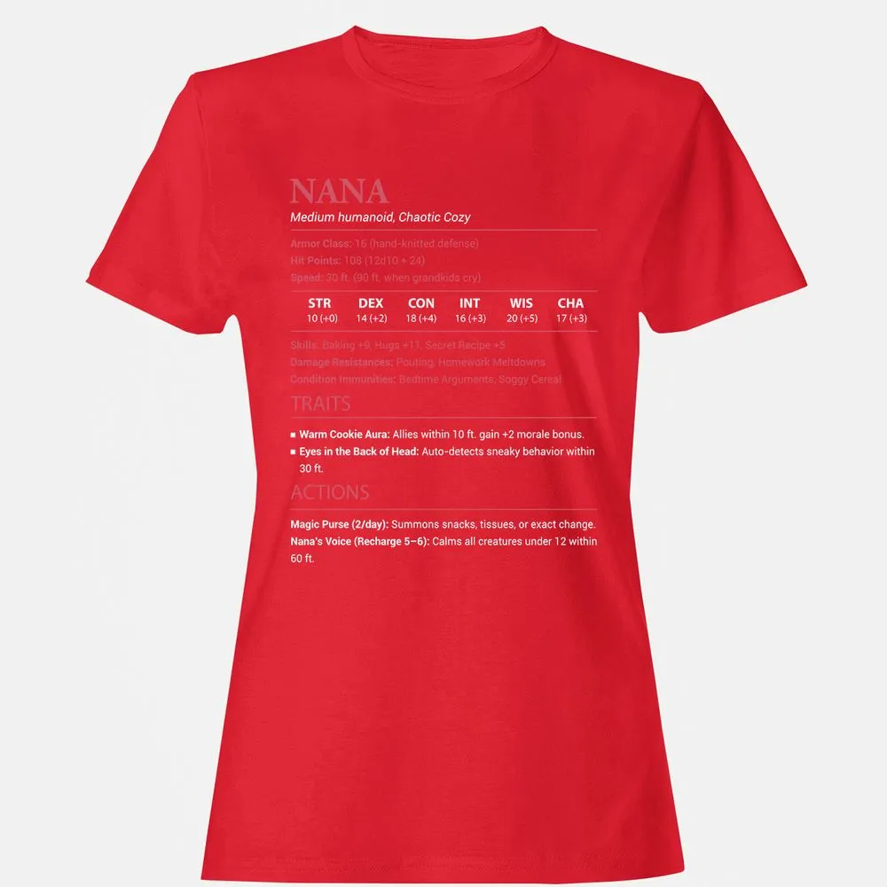 Nana Stats Women's T-Shirt - Red - 13