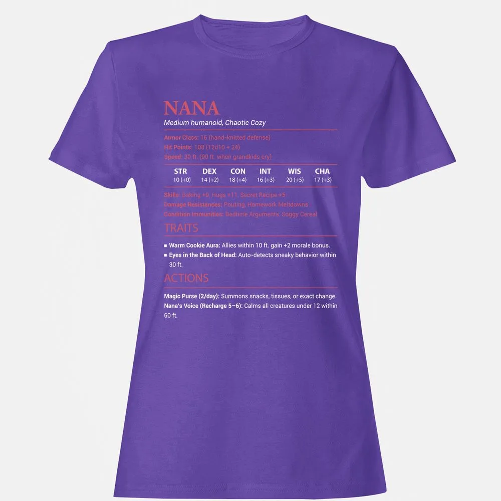 Nana Stats Women's T-Shirt - Purple - 12