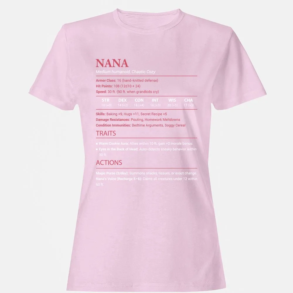 Nana Stats Women's T-Shirt - Light Pink - 9